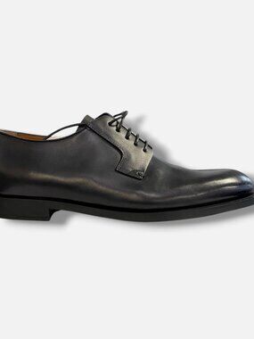 Zegna Men's Black Leather Lace-up Derby Loafers Shoes Size 11